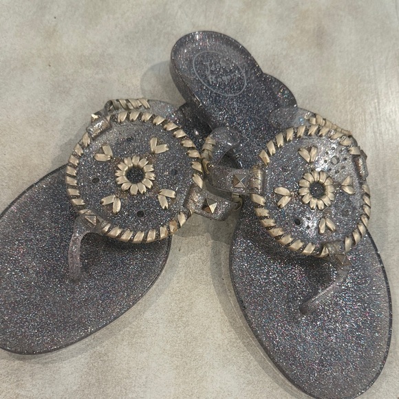 Jack Rogers Glitter Sandals in Silver and Gold - Picture 1 of 3